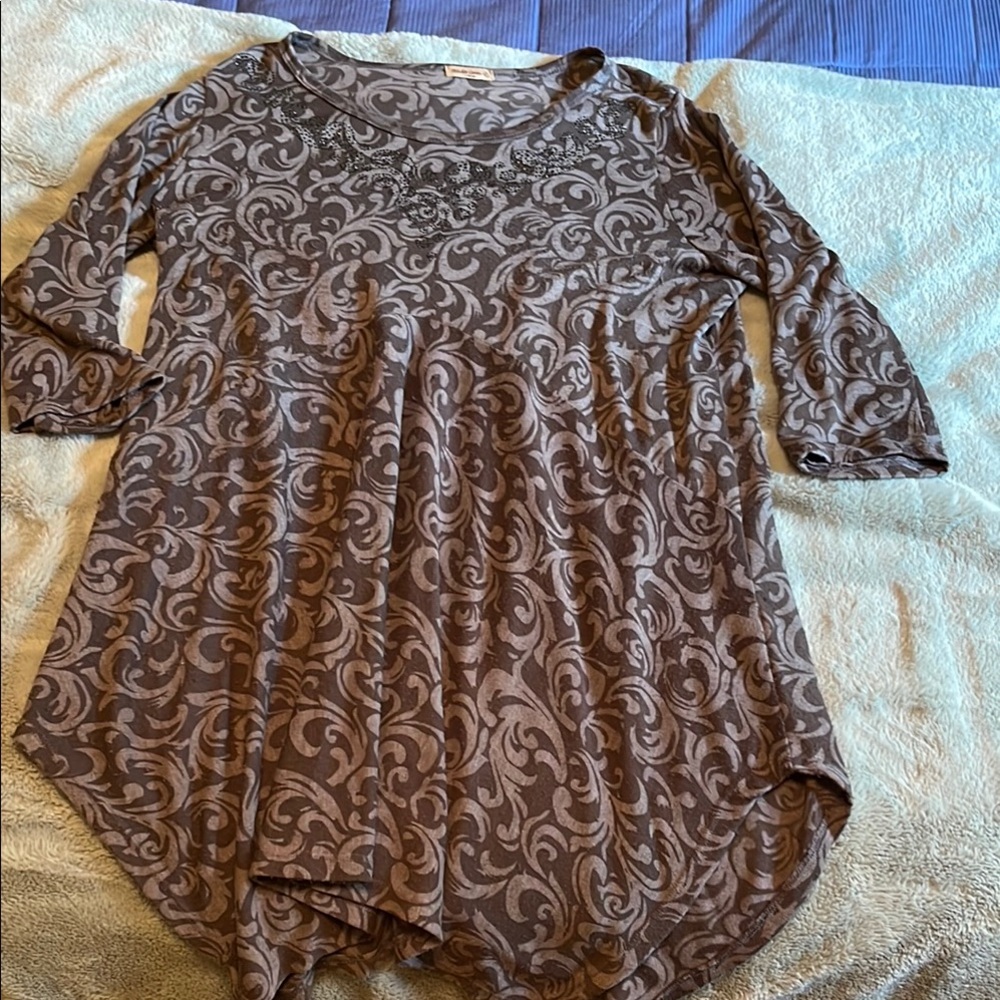 Elegant Brown Patterned Women's Top